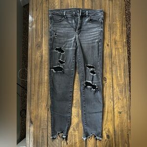 American Eagle Outfitters Black Distressed Skinny Jeans